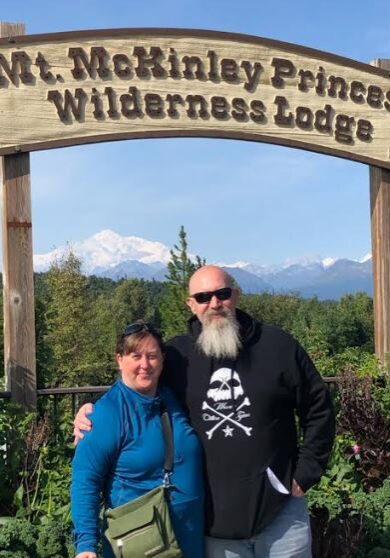 Valerie and her husband Mike  in Alaska 